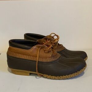 L.L. Bean Boots Men's Size 9 Brown and Tan Duck Shoes Gum Shoes Waterproof Rain
